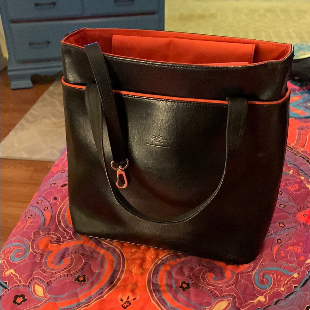 Longchamp Black and Orange Totes with Versatile Design